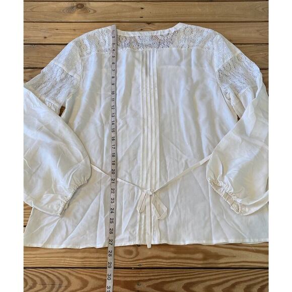 Jacqueline Riu Lace Detail 100% Silk Blouse Size 5 Women’s Ivory - Picture 6 of 8